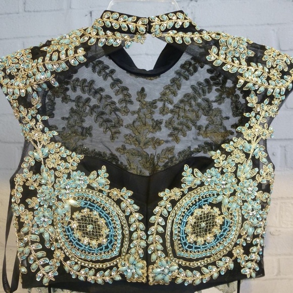 Sherri Hill Two-Piece Beaded Top Gown - Picture 7 of 9